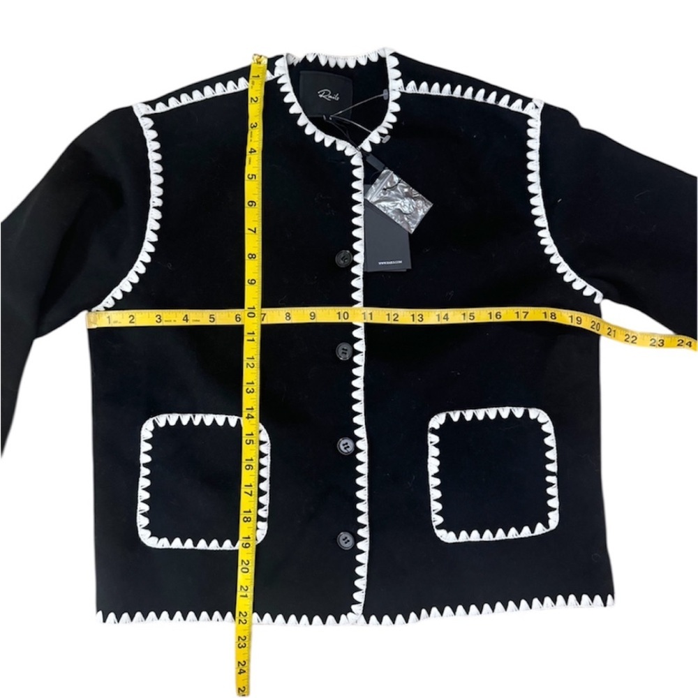 Rails Melanie Crewneck Whipstitch Wool Blend Cardigan Jacket in Black NEW - Picture 9 of 10